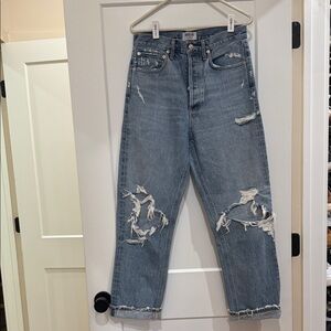 Agolde Light Blue Distressed Relaxed Jeans